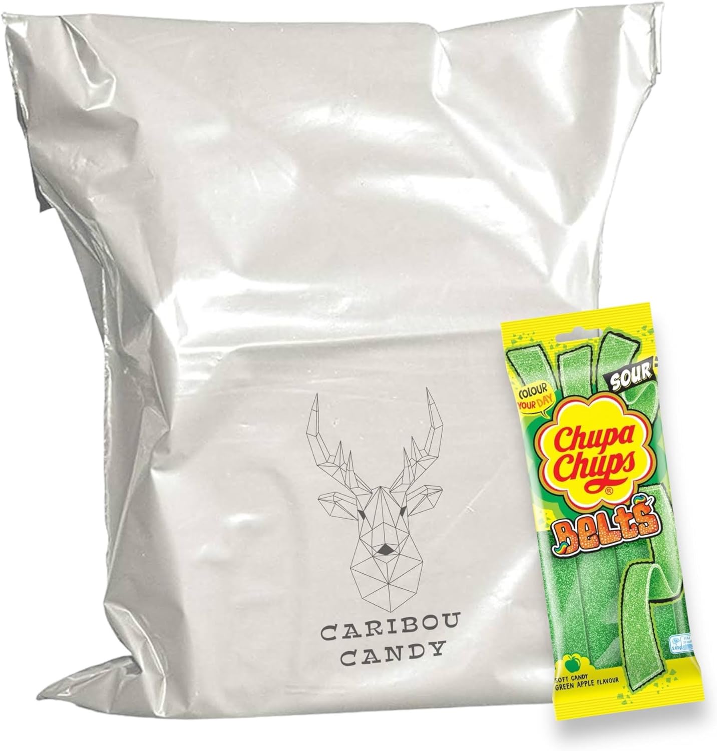 Chupa Chups Belts Sour Apple Strips - Share Bag - Caribou Candy