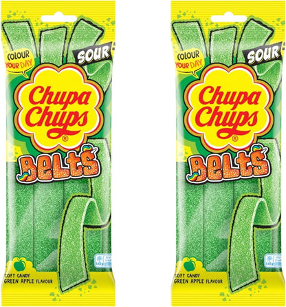 Chupa Chups Belts Sour Apple Strips - Share Bag - Caribou Candy