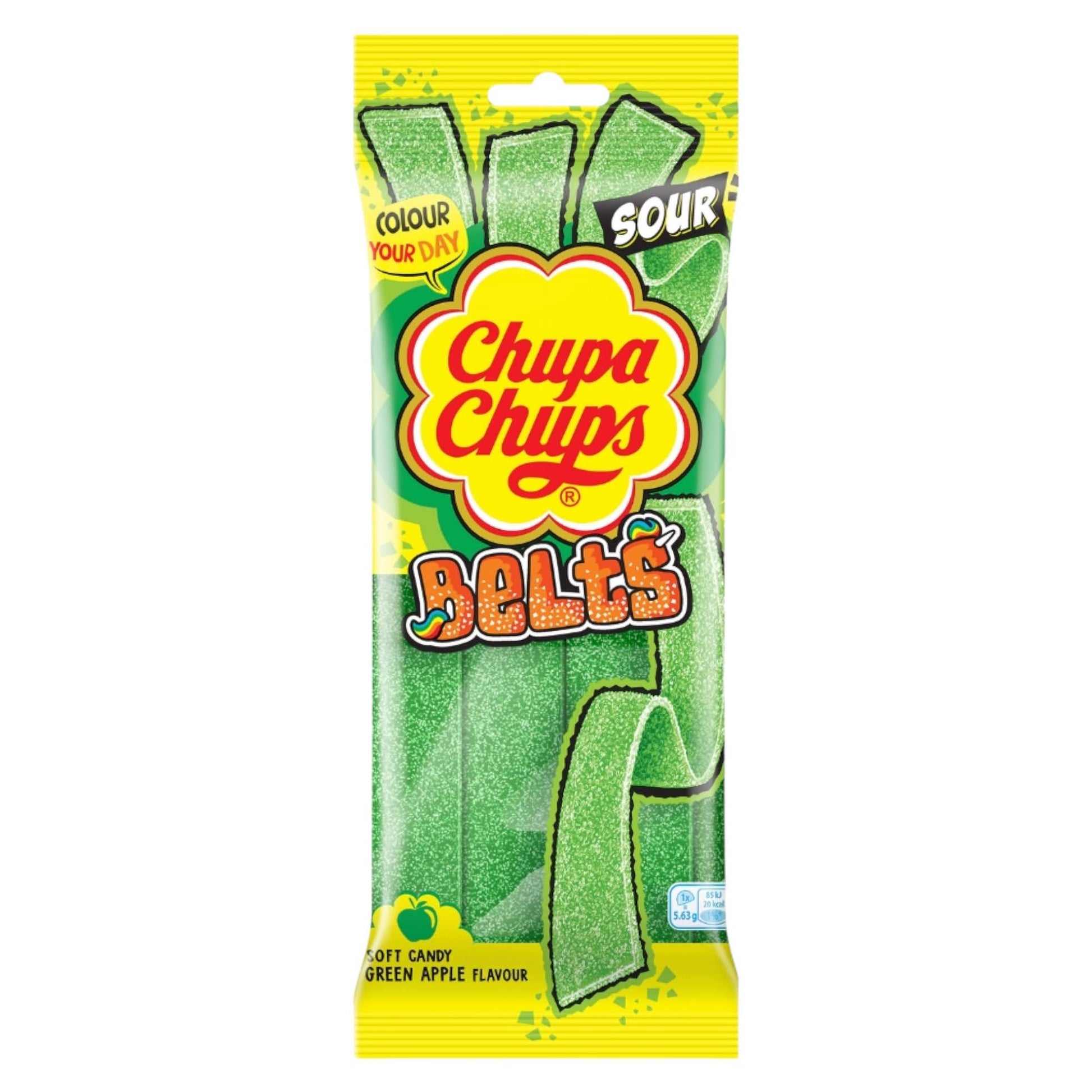 Chupa Chups Belts Sour Apple Strips - Share Bag - Caribou Candy