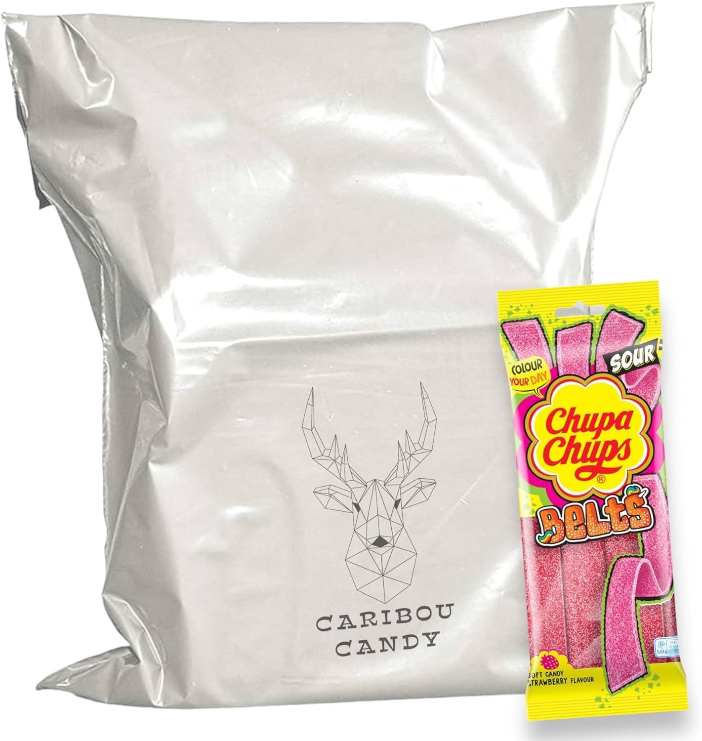 Chupa Chups Belts Sour Strawberry - Share Bag - Caribou Candy