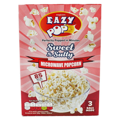 Eazy Pop Sweet & Salty microwave popcorn box on a white background