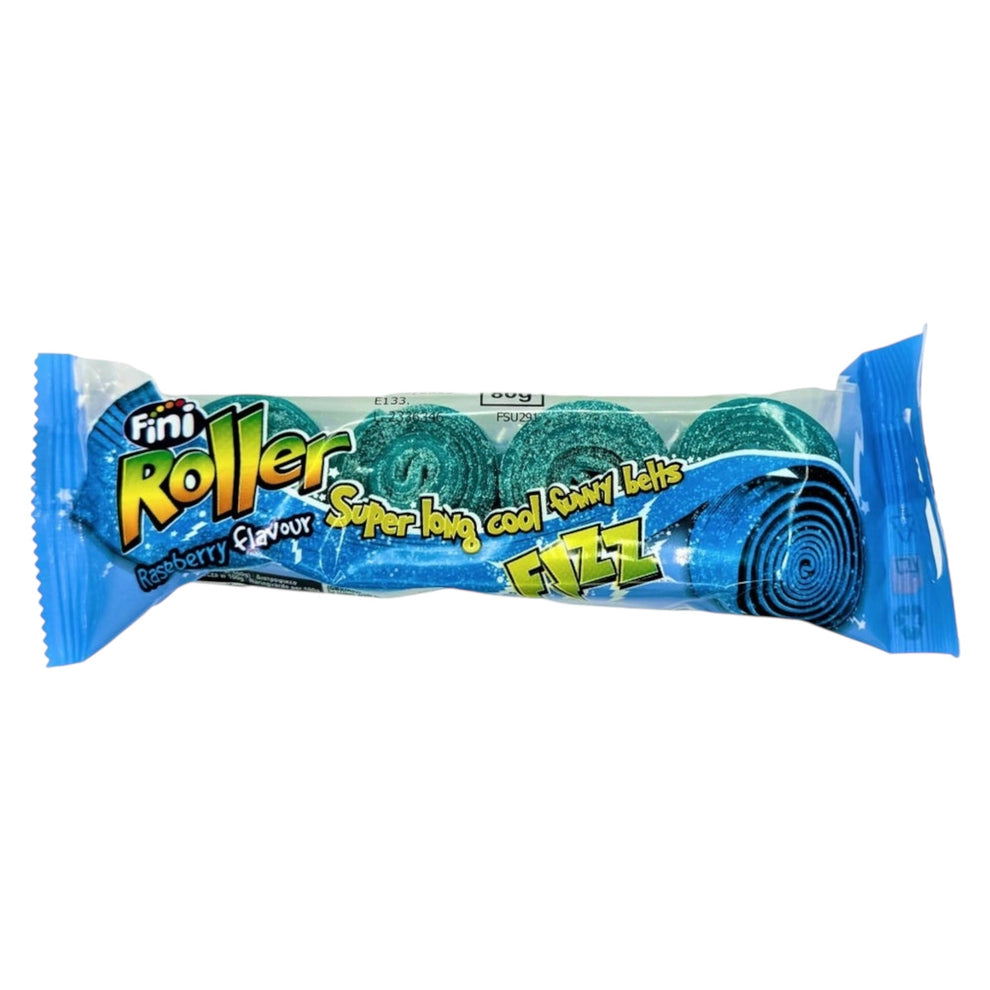 Blue Raspberry Roller Fini Roller Raspberry – Fizzy Candy Blue Belts - 4 Pack