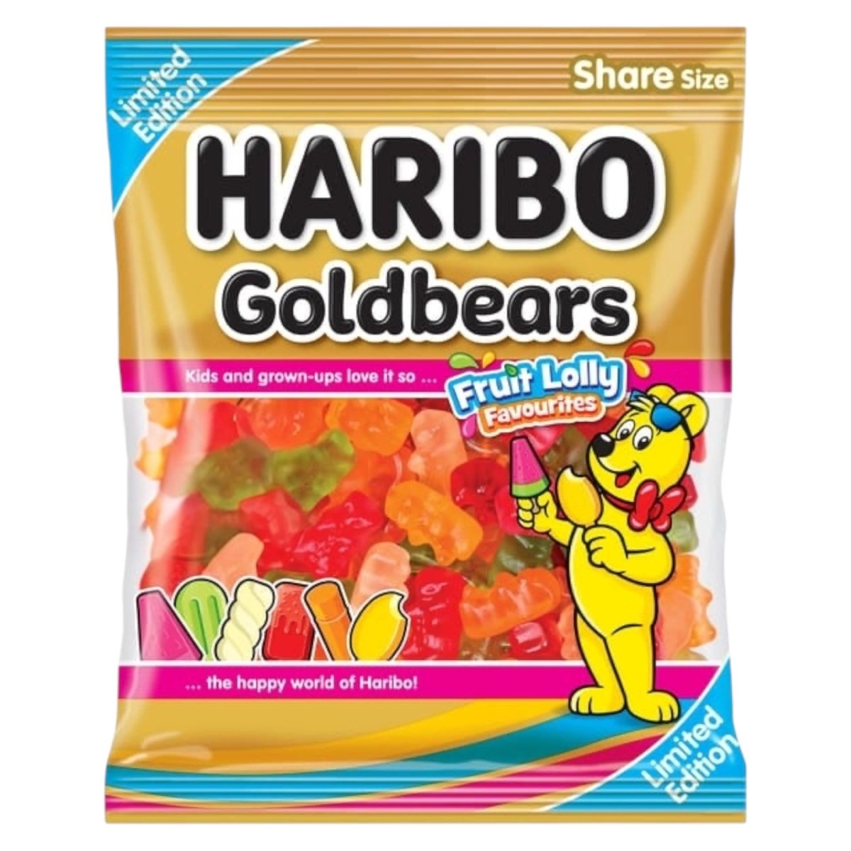 Haribo Goldbears Fruit Lolly Favourites Share Bag 140g - Gummy Sweets - Haribo