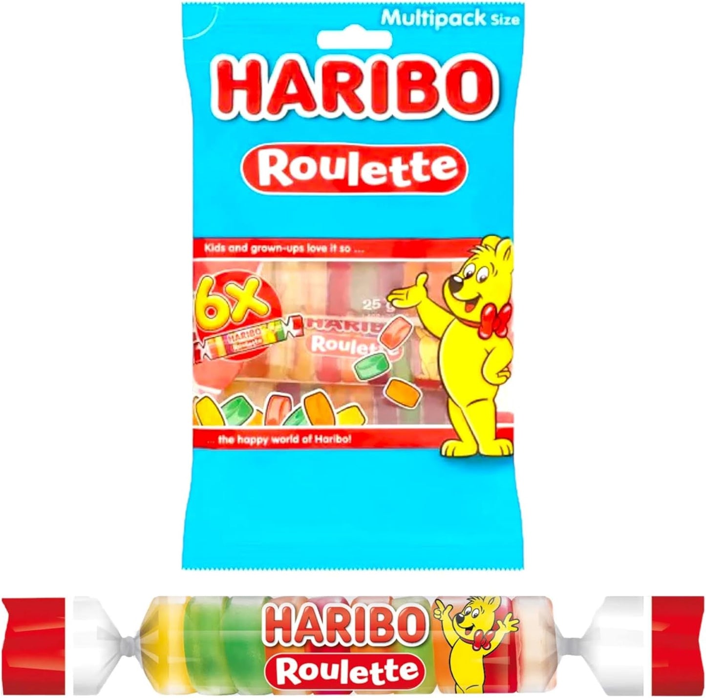 Haribo Roulette Gummy Sweets - Share Bag 6 Rolls - Caribou Candy