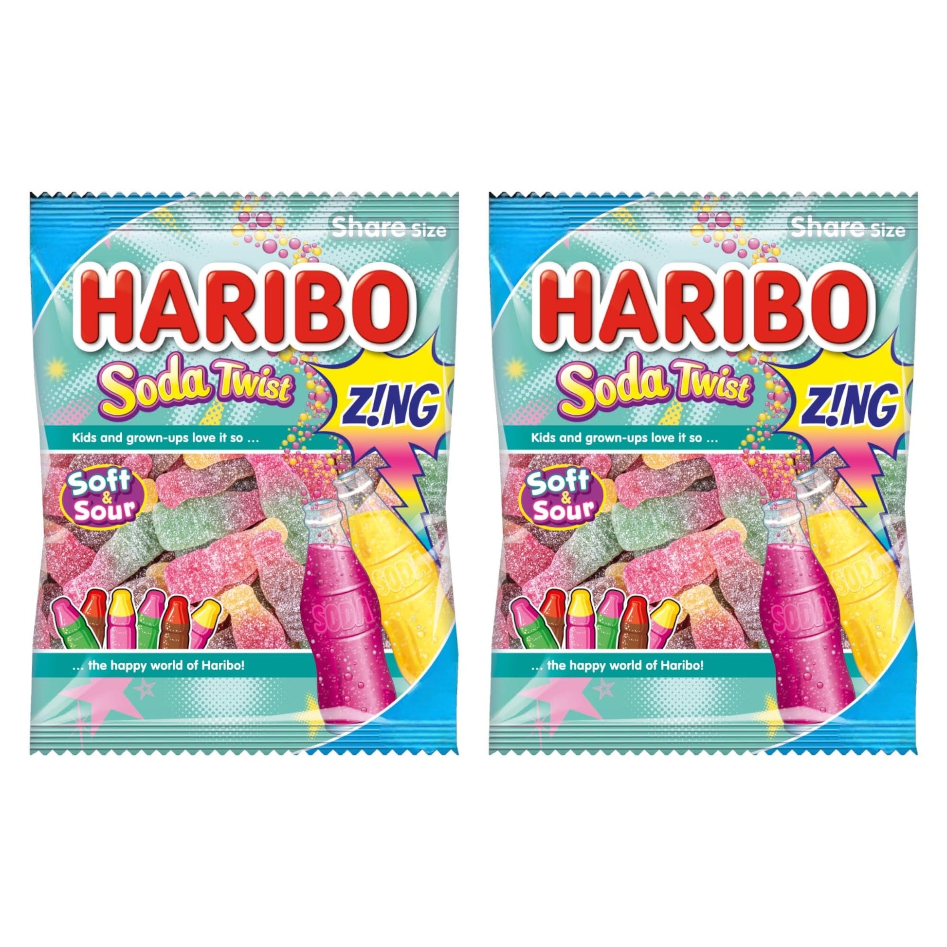 Haribo Soda Twist Zing Bottles Share Bag - Caribou Candy