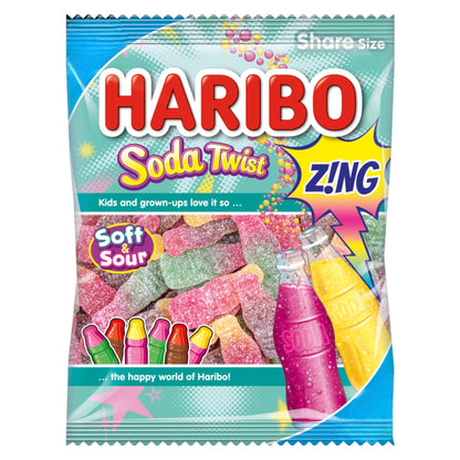 Haribo Soda Twist Zing Bottles Share Bag - Caribou Candy