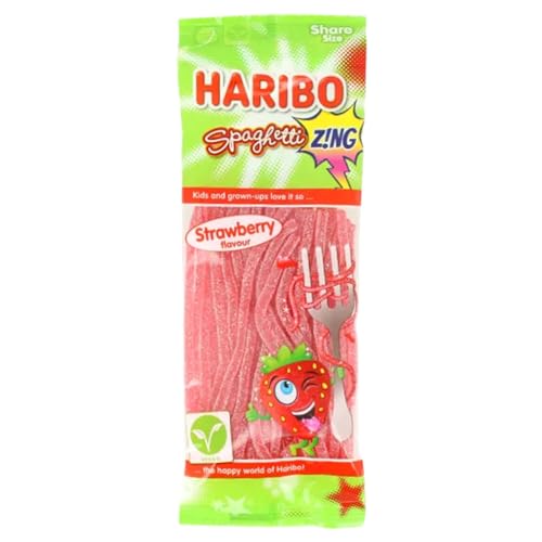 Haribo Spaghetti Zing Strawberry Fizzy Laces - Caribou Candy