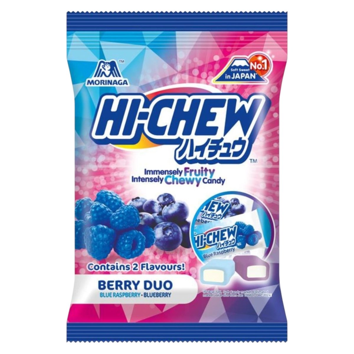 Hi-Chew Berry Duo blue raspberry and blueberry chewy candy 80g bag packaging