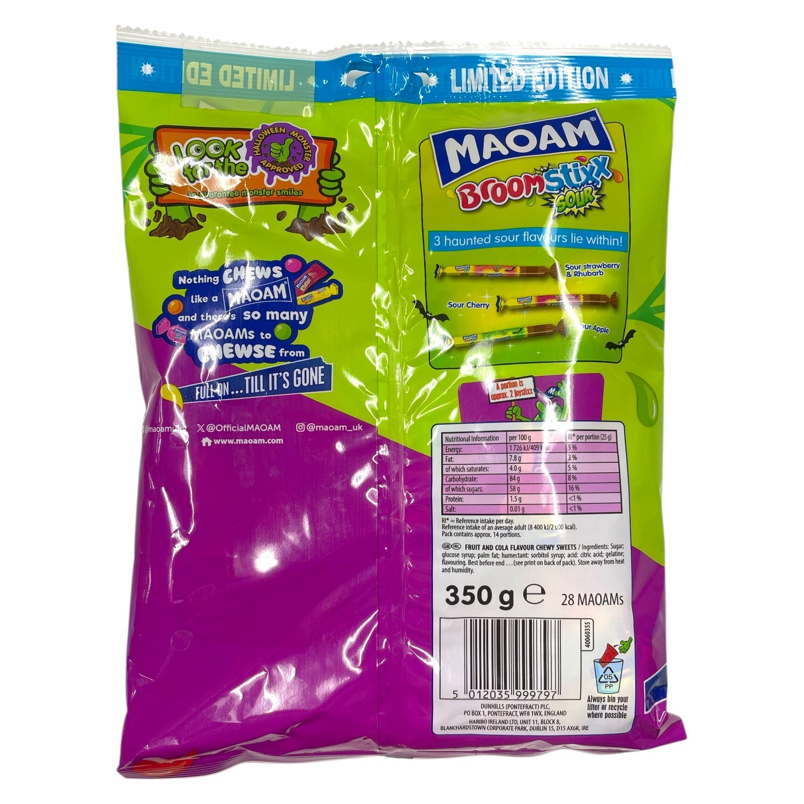 Maoam BroomStixx Sour - 350g - Chewy Sweets - Maoam