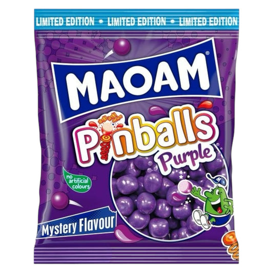 Maoam Pinballs Purple candy package on a white background