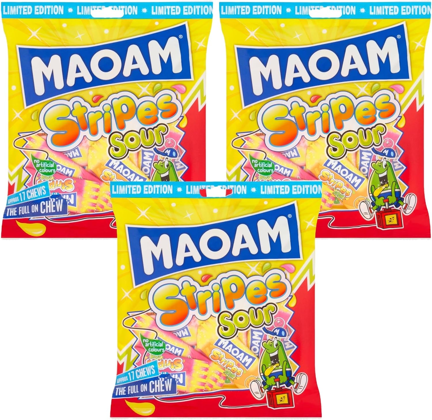 Maoam Stripes Sour Fruit Flavour Chews - Share Bag - Caribou Candy