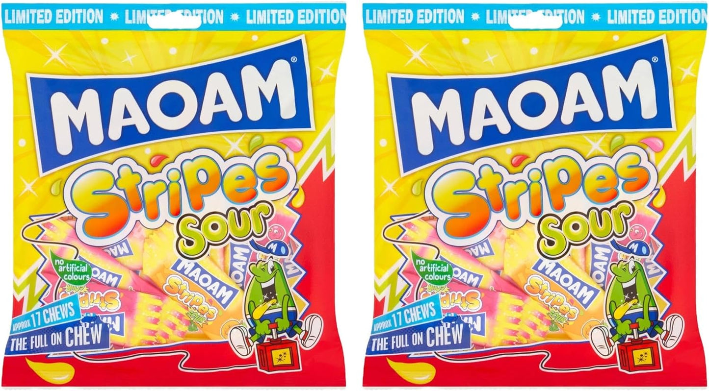 Maoam Stripes Sour Fruit Flavour Chews - Share Bag - Caribou Candy