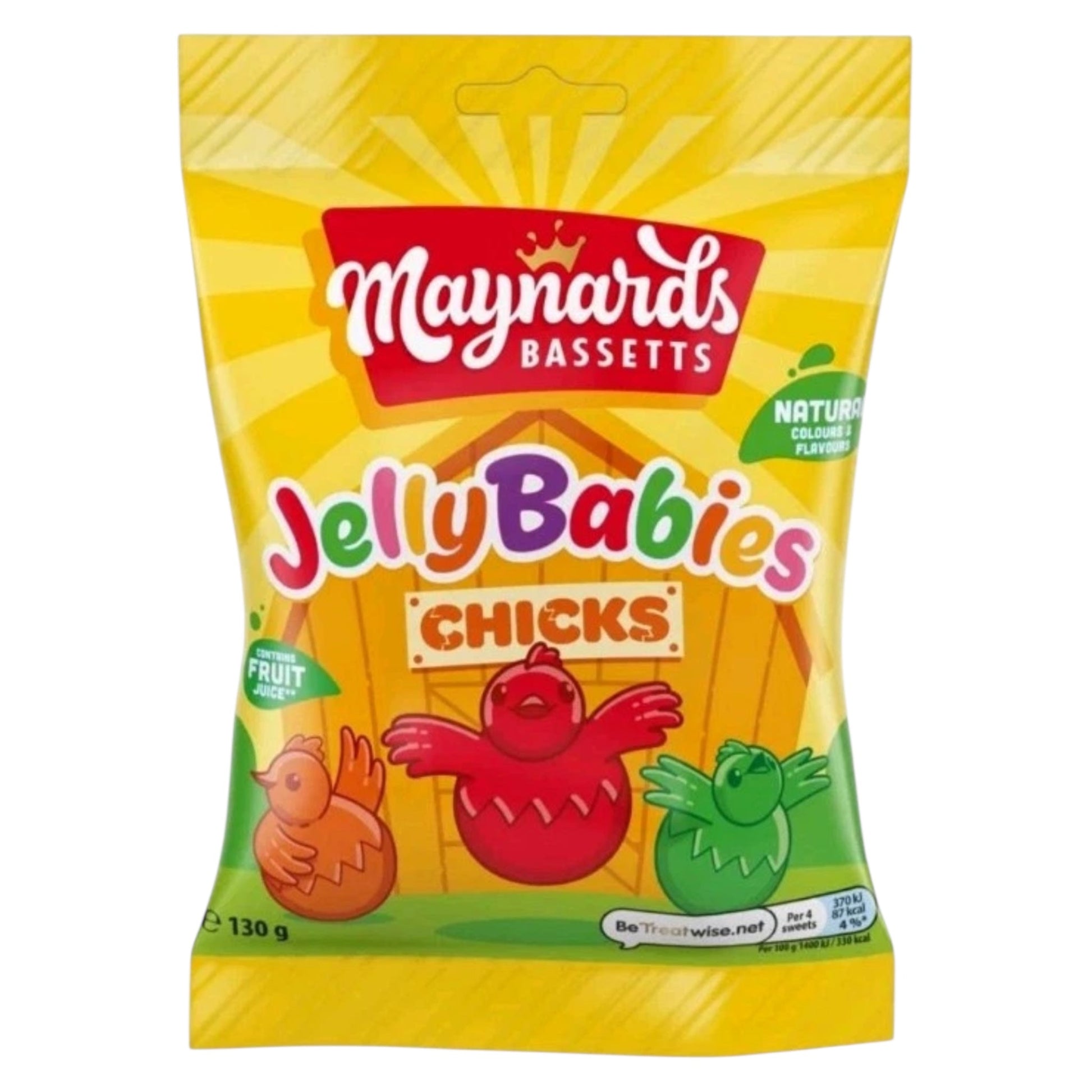 Maynard's Bassetts Jelly Babies Chicks packaging on a white background