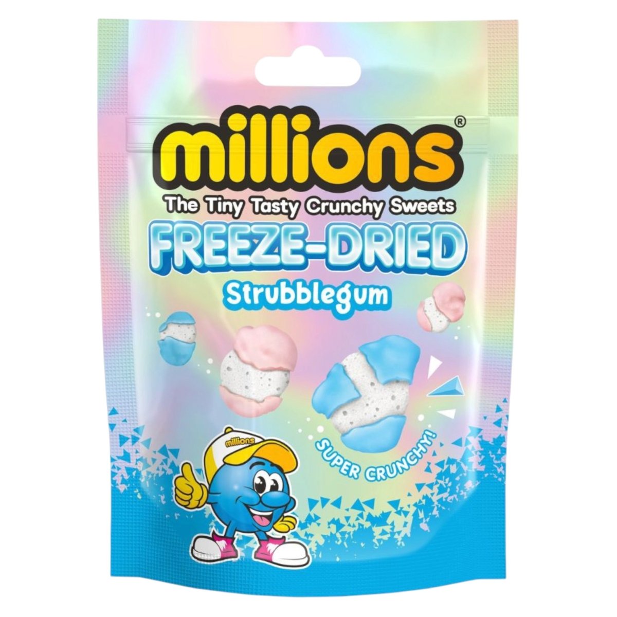 Millions Freeze-Dried Strubblegum Sweets 50g bag — strawberry and bubblegum flavour