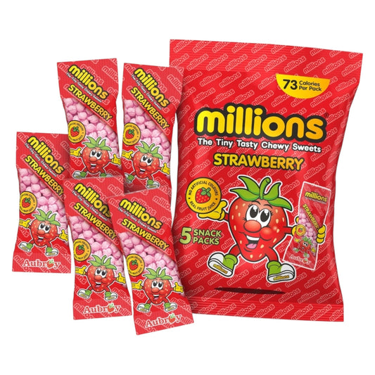 Millions Strawberry - 5 Mini Packs - Chewy Sweets - Millions