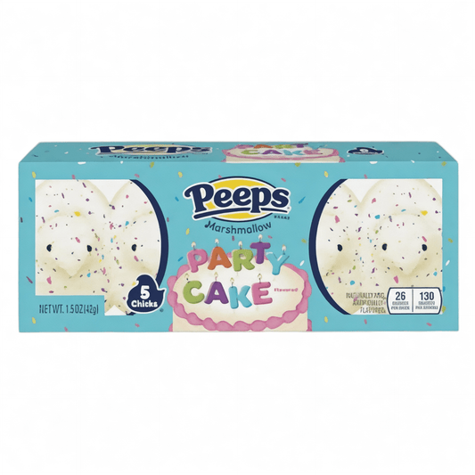 Box of Peeps Marshmallow Party Cake flavor on a white background