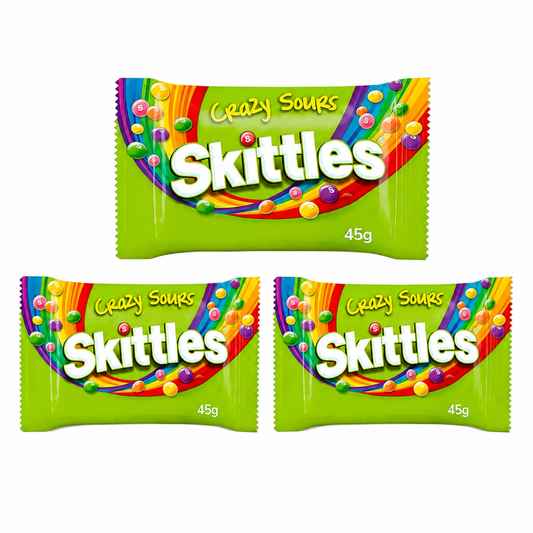 Skittles Crazy Sours - 3 Packs - Chewy Sweets - Skittles