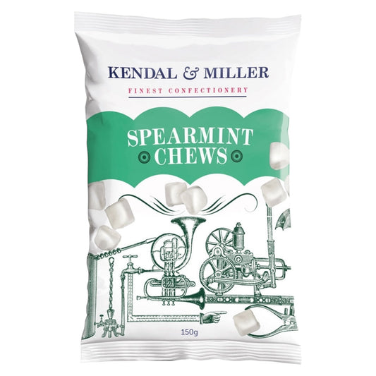 Packaging of Kendal & Miller Spearmint Chews on a white background