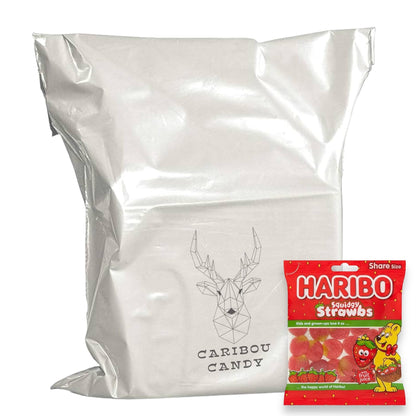 Squidgy Strawbs Strawberry Gummy Chewy Soft Sweets, 160g - 1x Share Bag - Caribou Candy