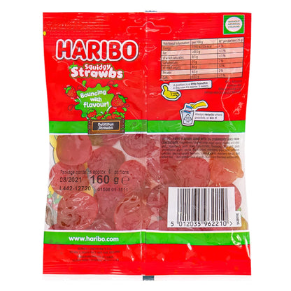 Squidgy Strawbs Strawberry Gummy Chewy Soft Sweets, 160g - 1x Share Bag - Caribou Candy