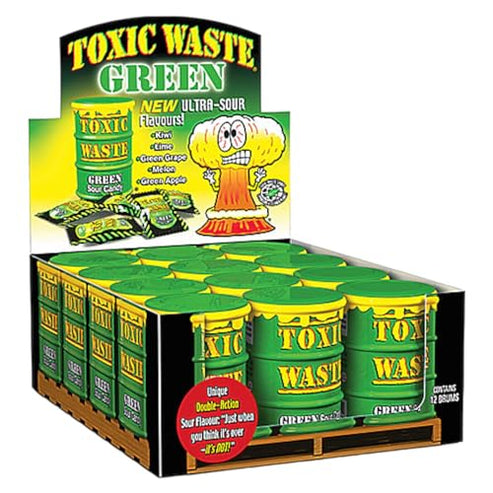 Toxic Boxes Toxic Waste Green Drum - Sour Sweets - 12 Drums (Full Box)