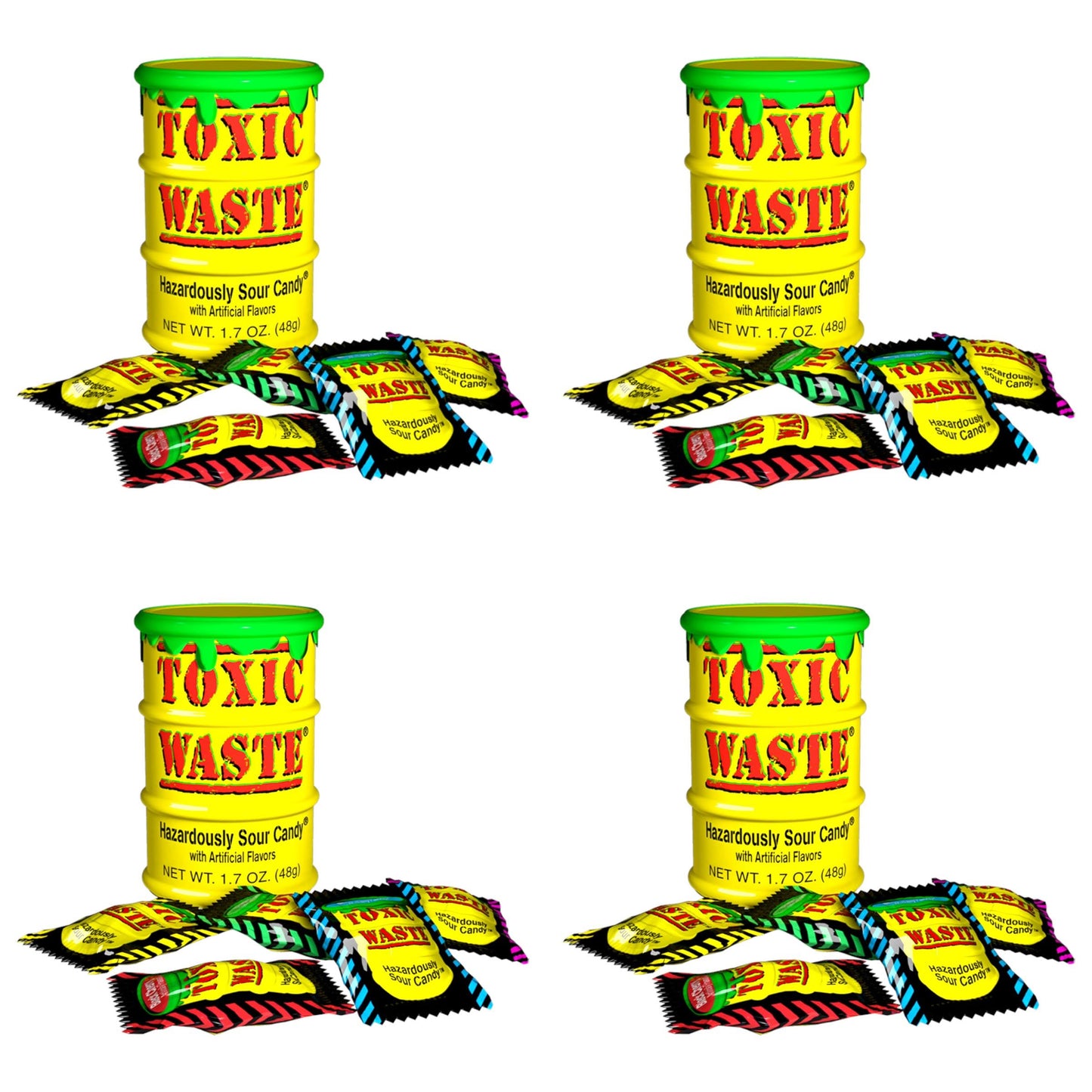 Toxic Waste Sour Candy Sweets - 4x Drums - Caribou Candy