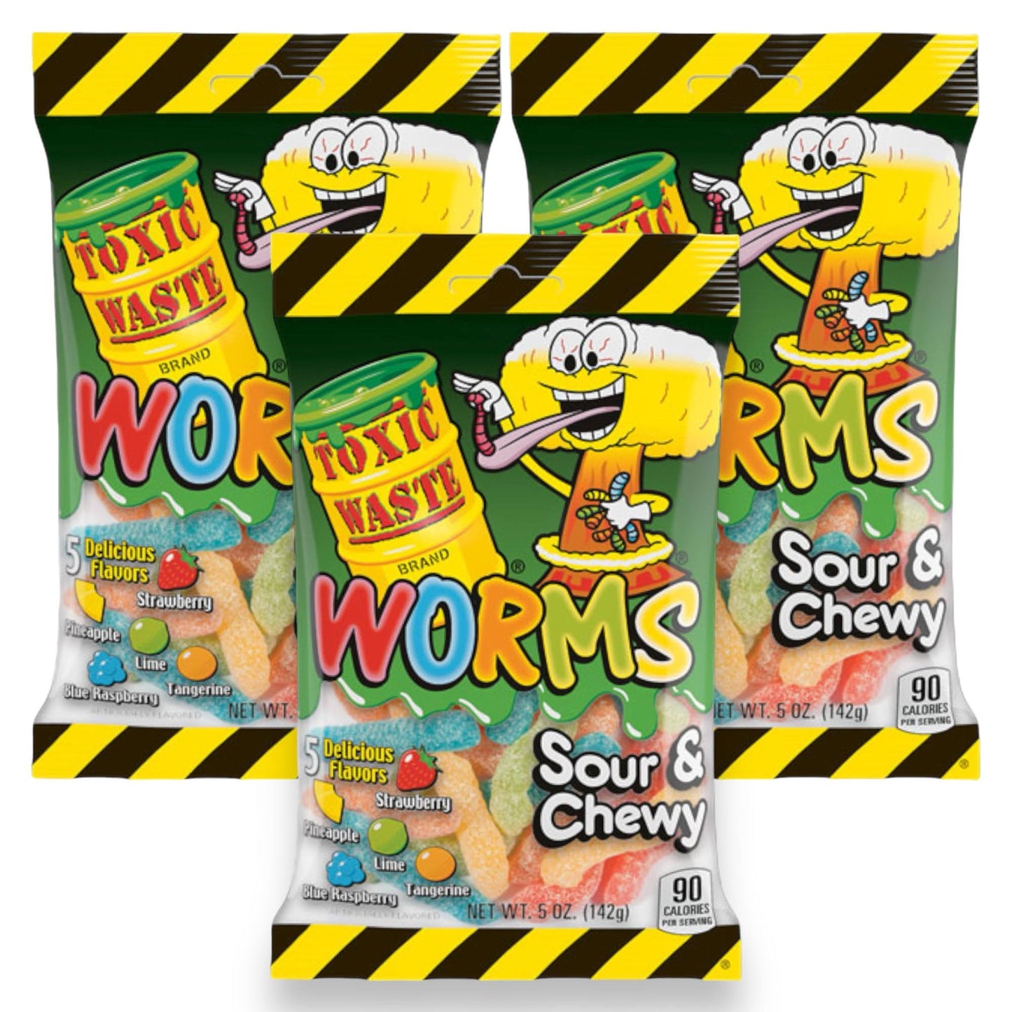 Toxic Waste Sour & Chewy Fizzy Worms Bags - Caribou Candy