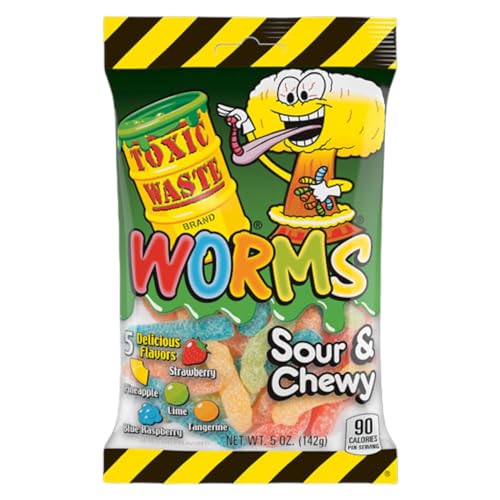 Toxic Waste Sour & Chewy Fizzy Worms Bags - Caribou Candy