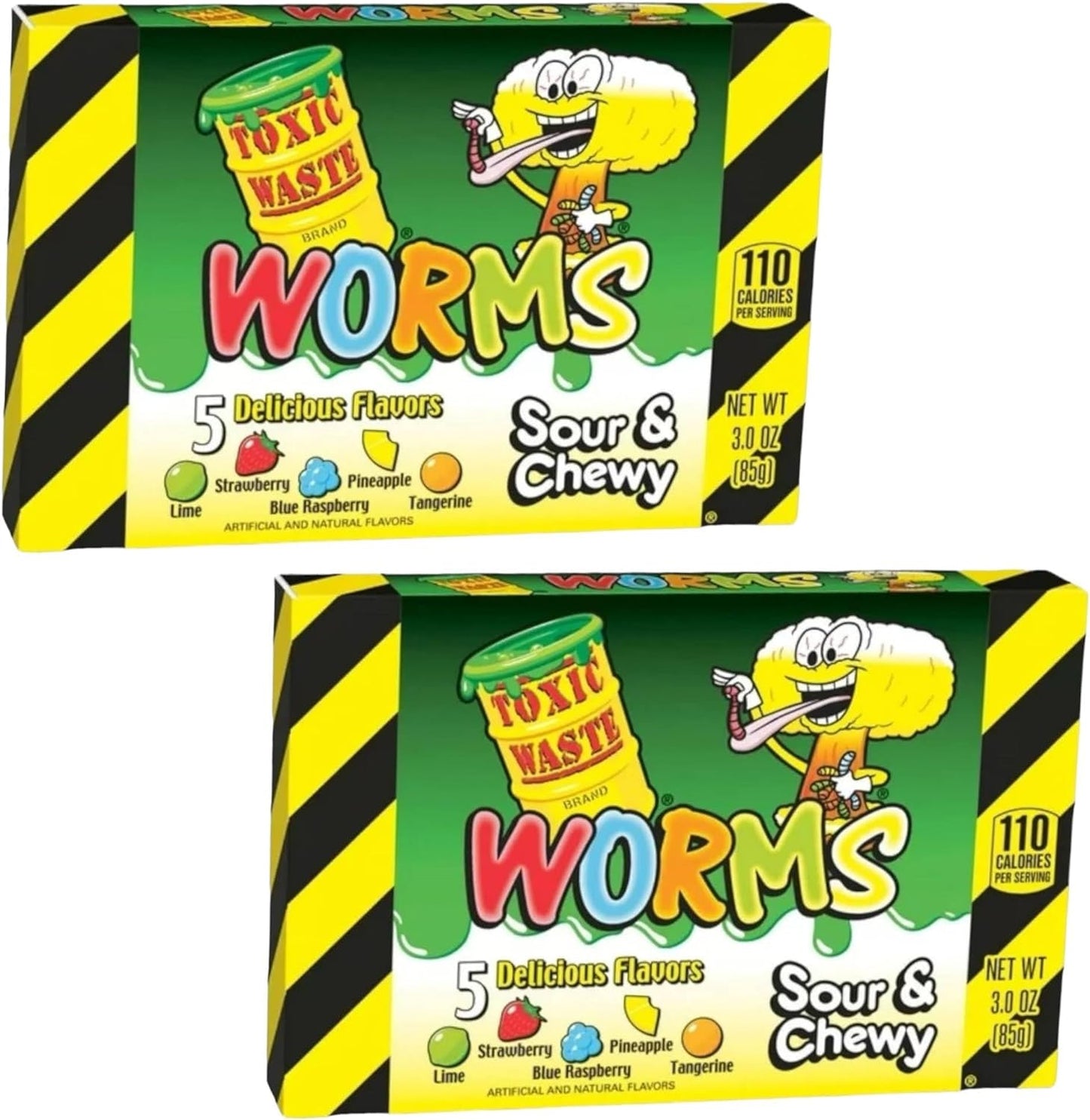 Toxic Waste Sour & Chewy Fizzy Worms Boxes - Caribou Candy