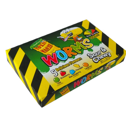 Toxic Waste Sour & Chewy Fizzy Worms Boxes - Caribou Candy