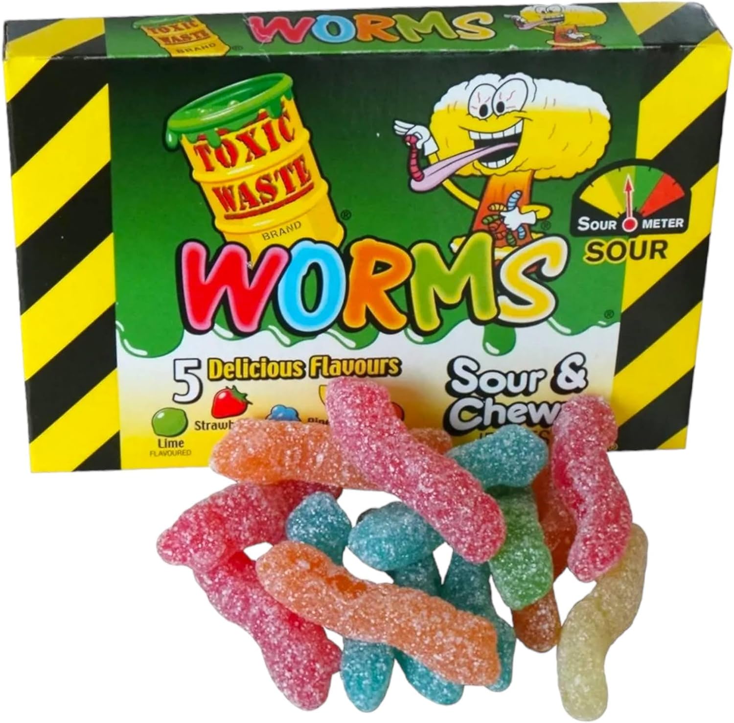 Toxic Waste Sour & Chewy Fizzy Worms Boxes - Caribou Candy