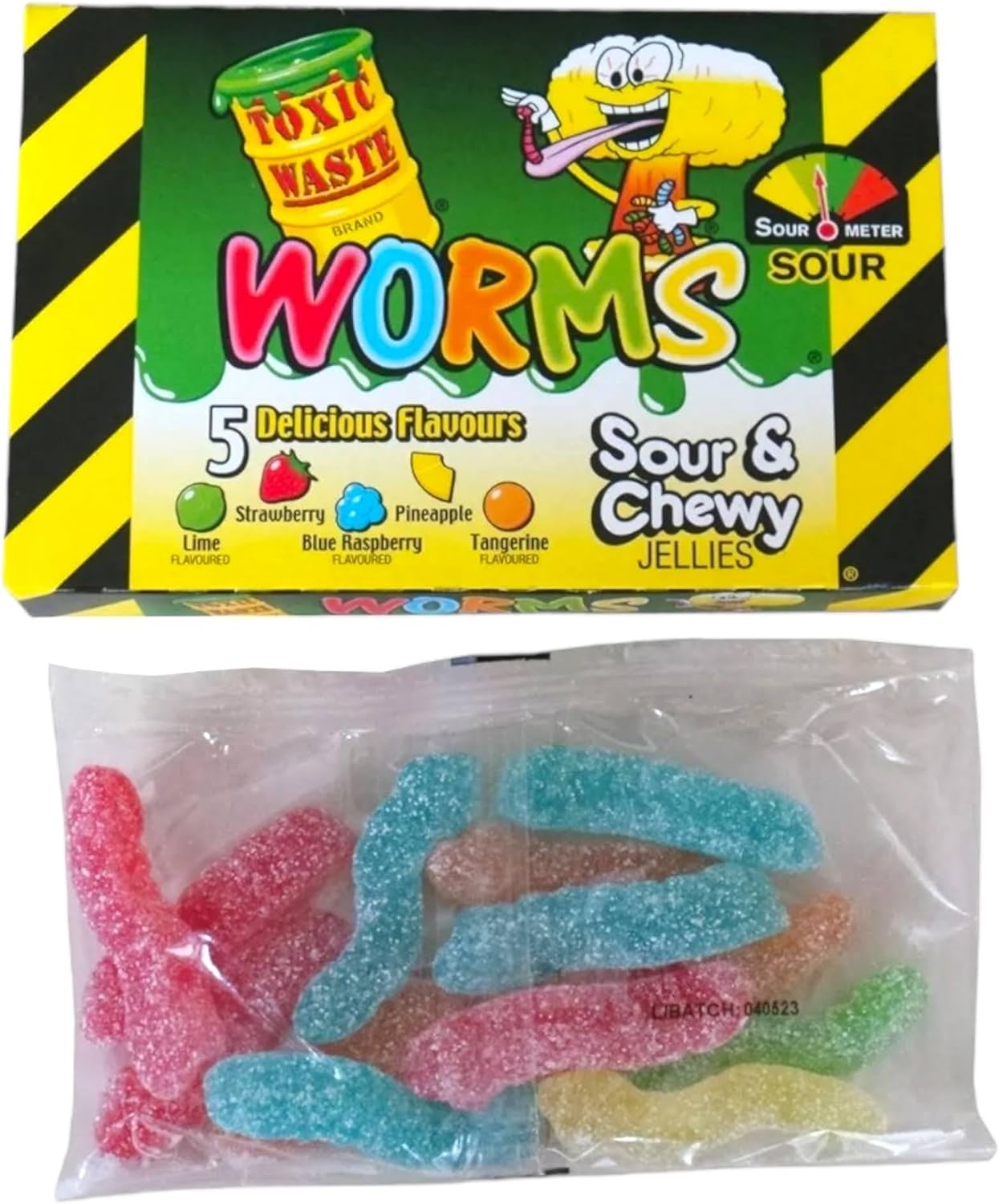 Toxic Waste Sour & Chewy Fizzy Worms Boxes - Caribou Candy