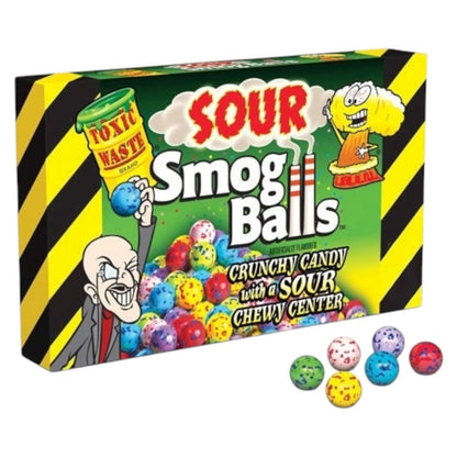 Toxic Waste Sour Smog Balls Share Box 85g - Crunchy Shell, Chewy Centre Sour Sweets