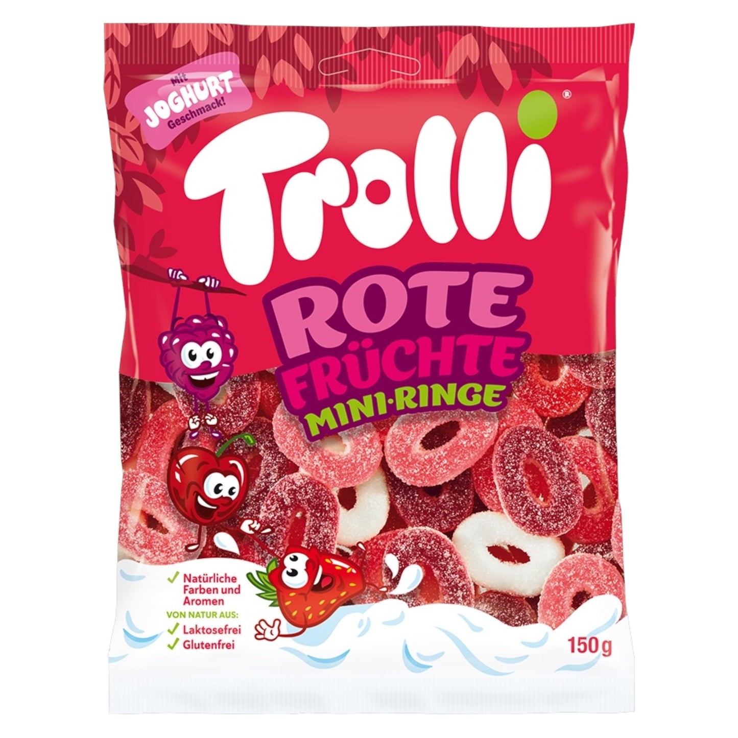 Trolli Rote Früchte mini-ringe candy package on a white background