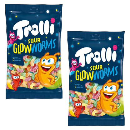 Trolli Sour Glow Worms 150g Shar Bag - Caribou Candy