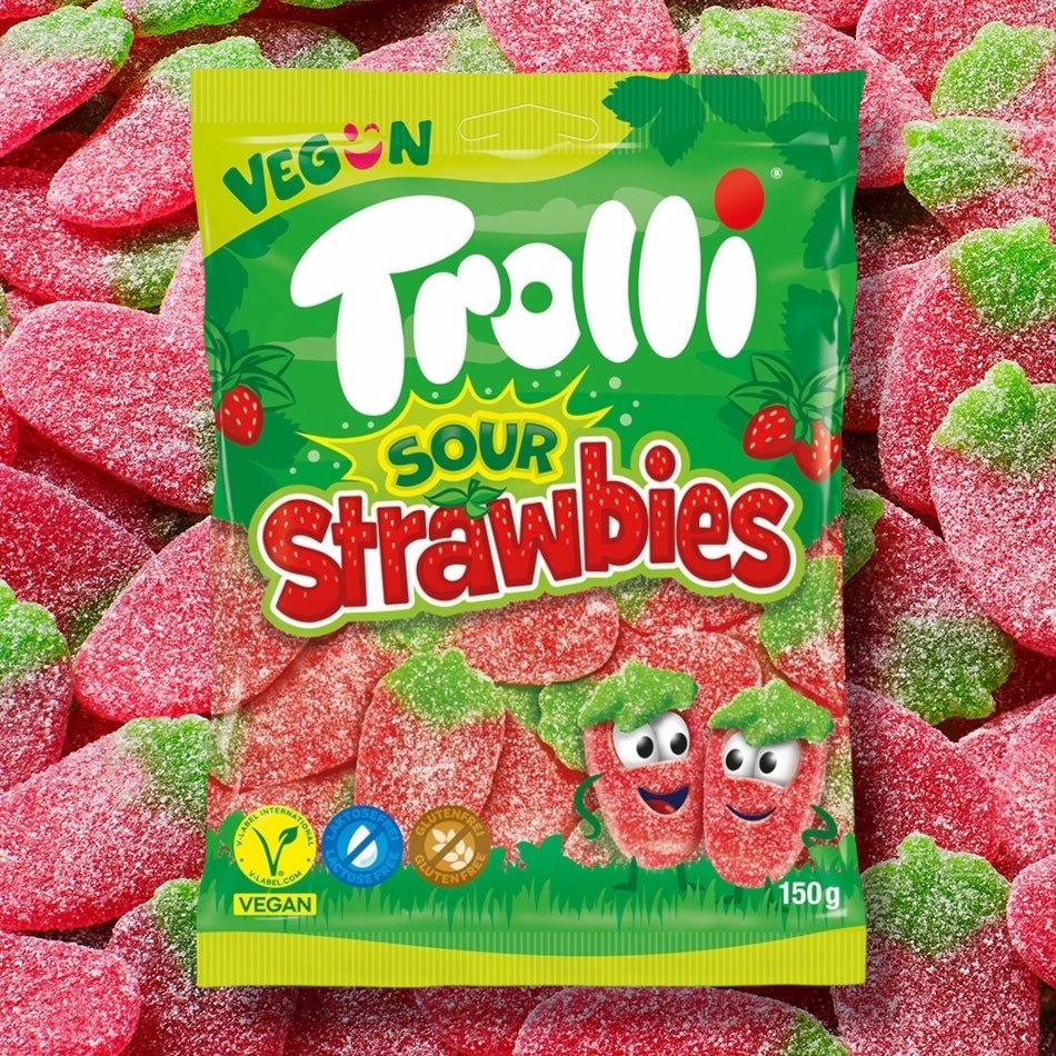 Trolli Sour Strawbies - Gummy Fizzy Sweets - Trolli