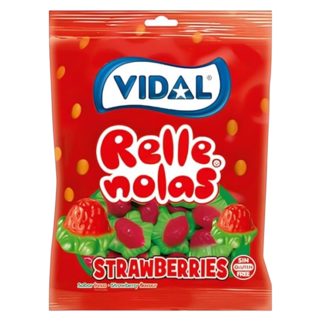 Vidal Relle Nolas Strawberries – Juicy Filled Sweets (90g)