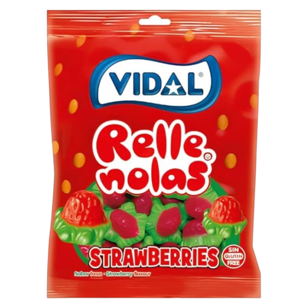 Vidal Relle Nolas Strawberries – Juicy Filled Sweets (90g)