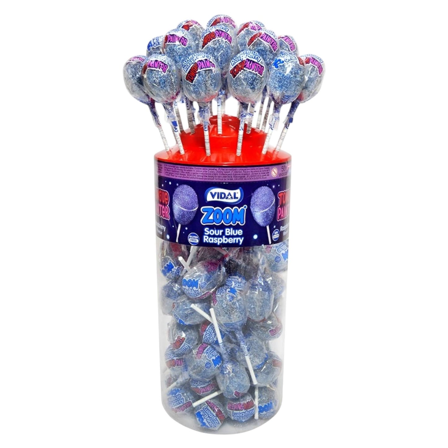Vidal Zoom – Sour Blue Raspberry Tongue Painter - Lollipop - Vidal