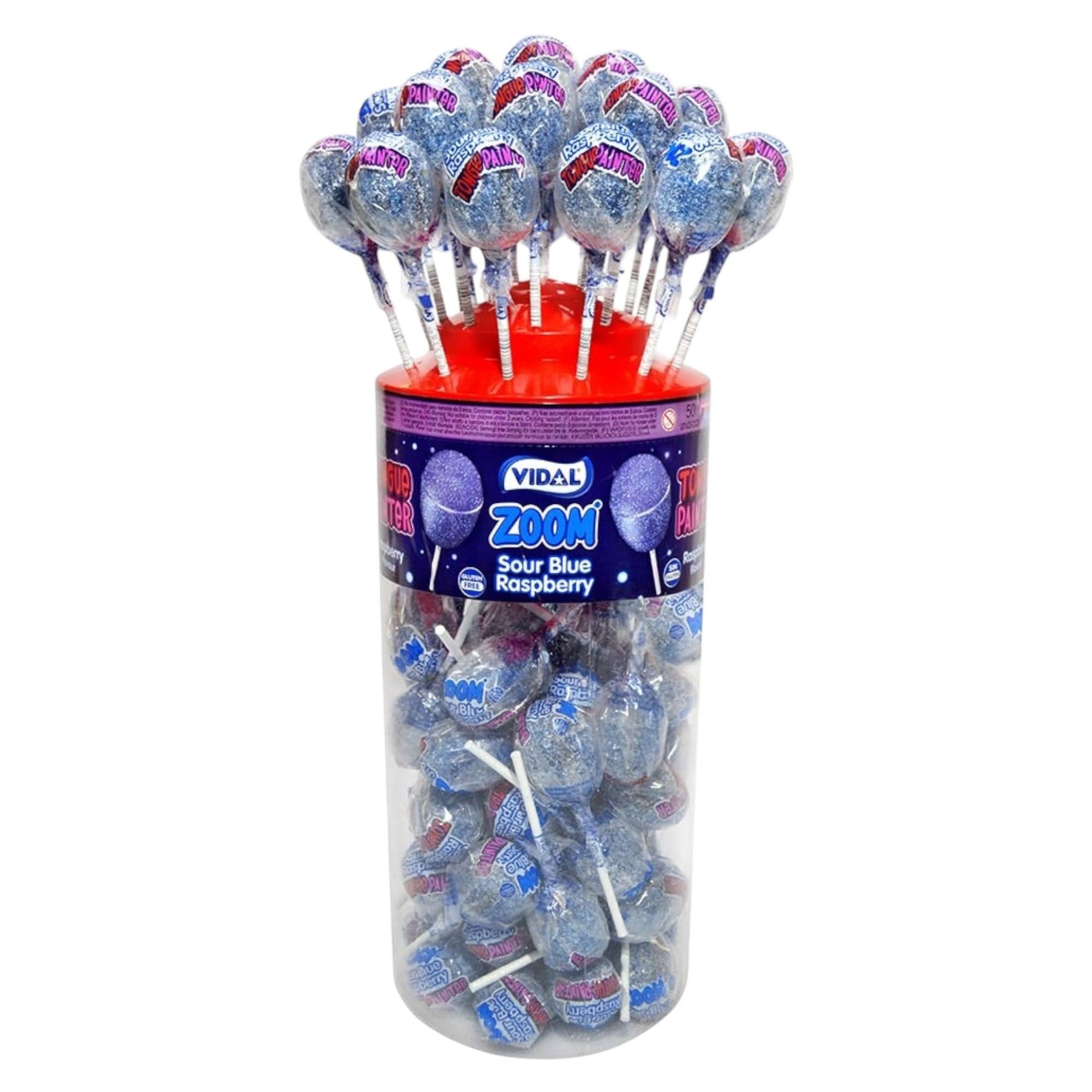 Vidal Zoom – Sour Blue Raspberry Tongue Painter - Lollipop - Vidal