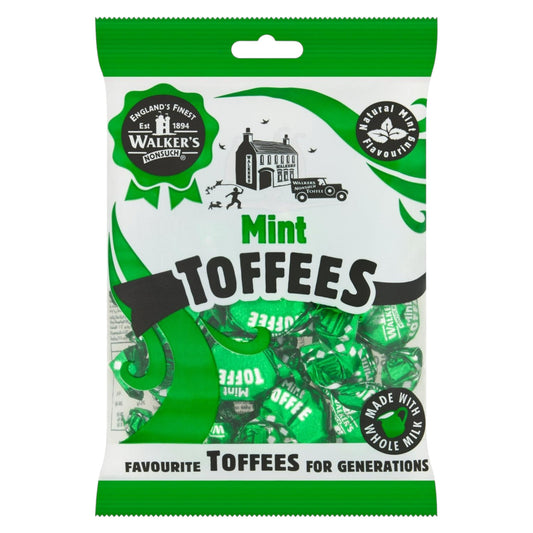 Pack of Mint Toffees with Walker's branding on a white background